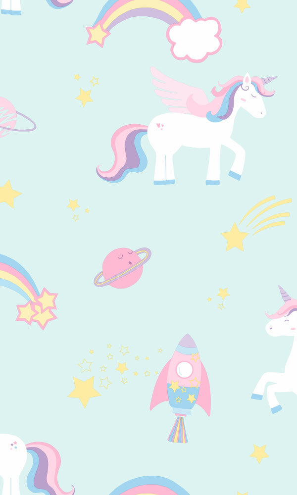 cute kids unicorn bedroom wallpaper