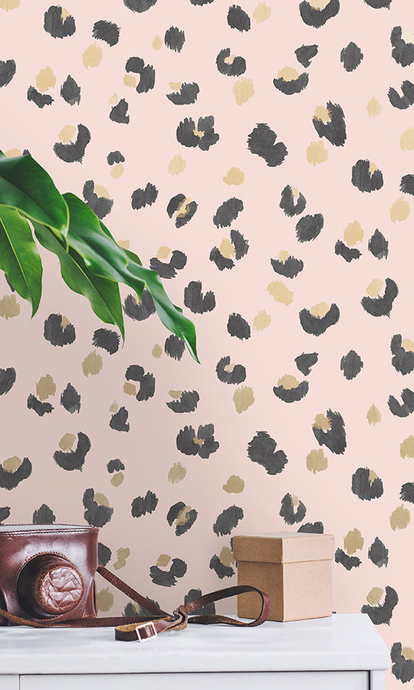 Contemporary Style Living Wallpaper  Painted Leopard Print Wallpaper R6457  – Walls Republic US