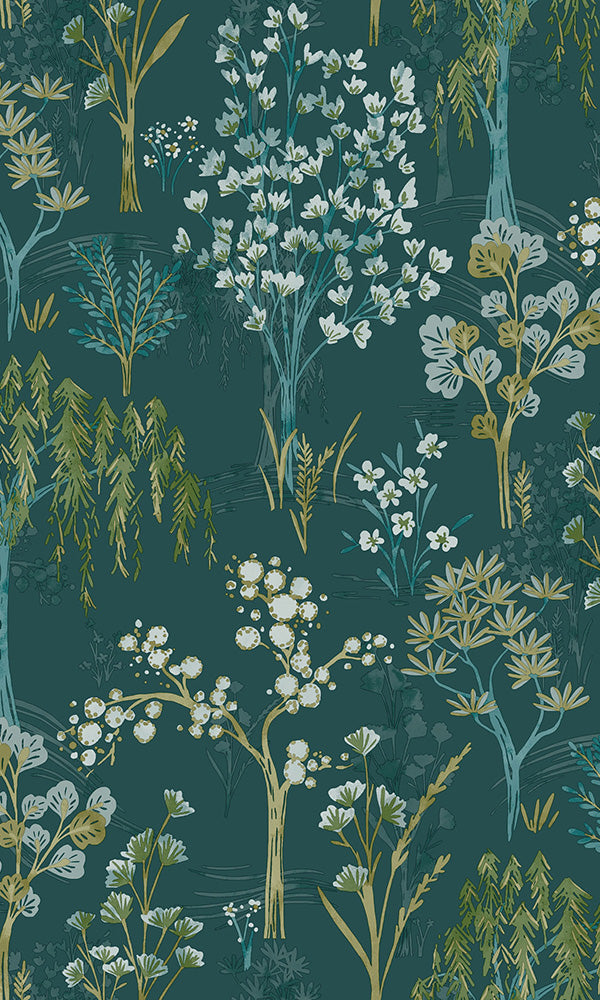 bold floral whimsical botanicals wallpaper
