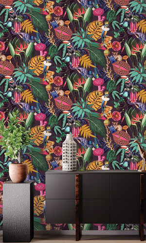 bold tropical floral wallpaper