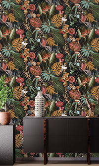 bold tropical floral wallpaper