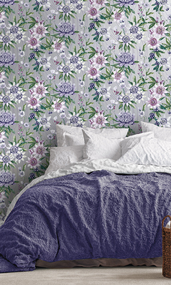 metallic bold floral wallpaper