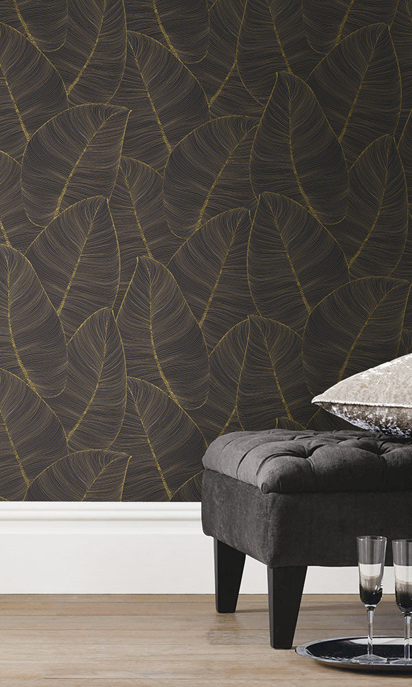 lined leaf outline wallpaper