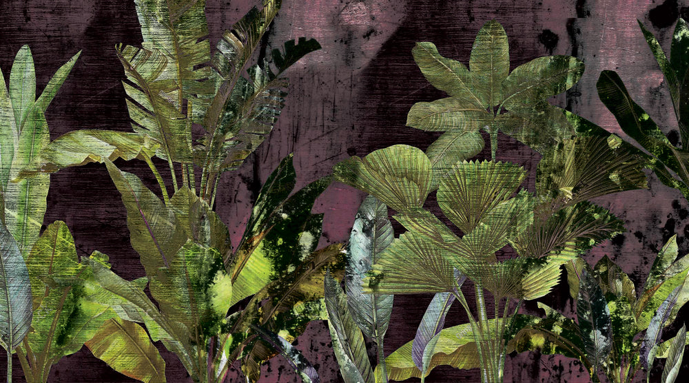 Bold Green Paint Splattered Leaves Wall Mural M9608