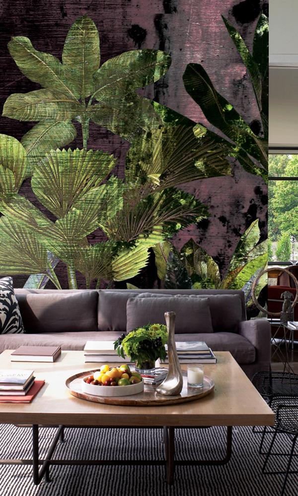 bold large tropical leaves wallpaper