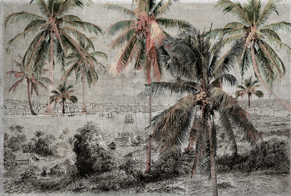 Vintage Tropical Illustration 3 Mural Wallpaper M9612