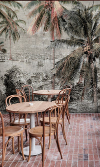 vintage tropical landscape wallpaper