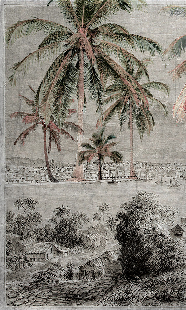Vintage Tropical Illustration 3 Mural Wallpaper M9612