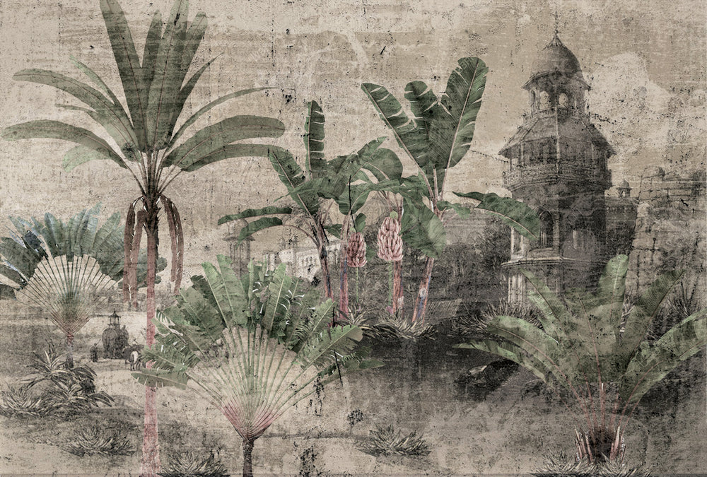 Weathered Tropical Landscape II Wall Mural M9614