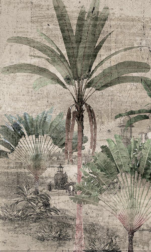 vintage tropical landscape wallpaper