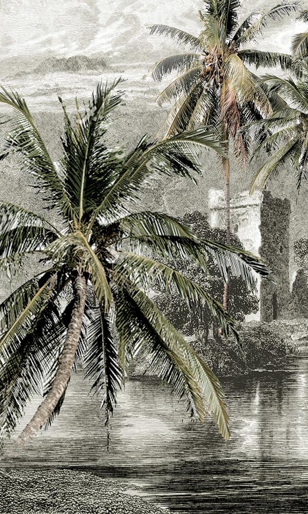 vintage tropical landscape wallpaper