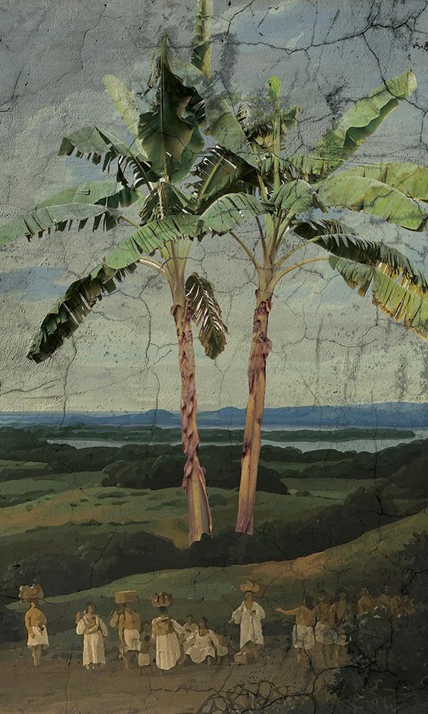 vintage tropical landscape wallpaper
