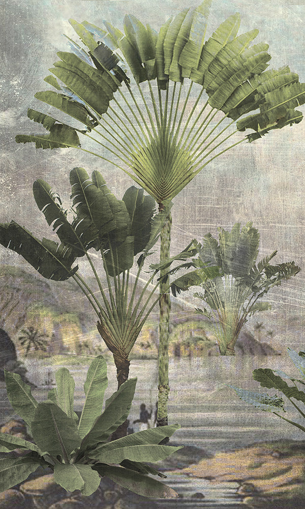 vintage tropical landscape wallpaper