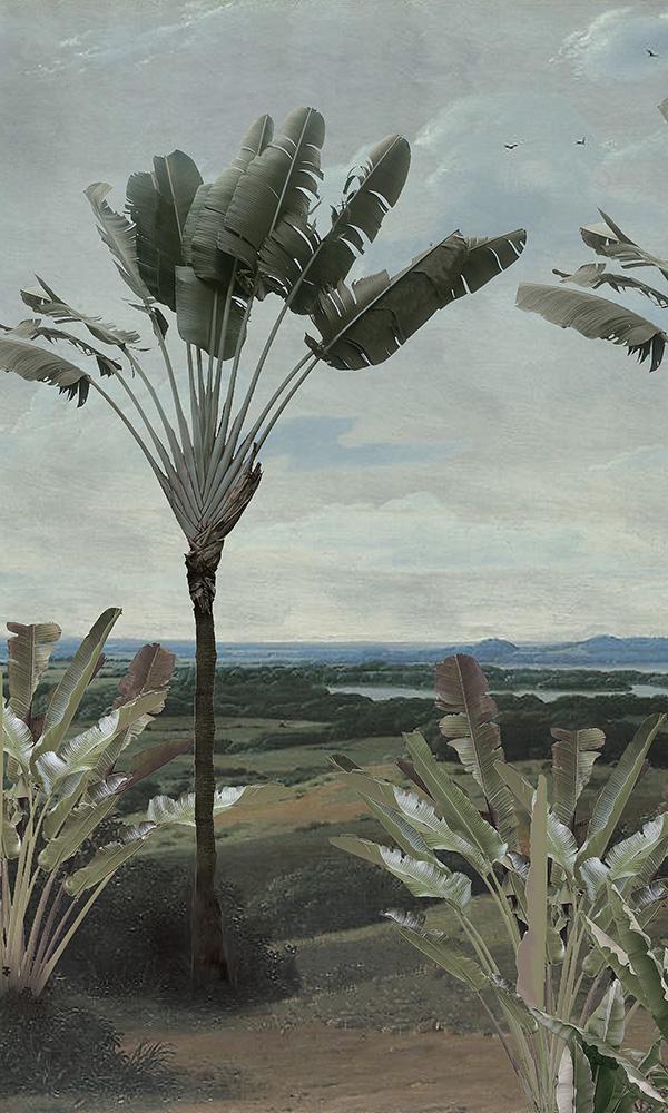 Retro Vintage Tropical Trees 2 M9630 - Sample