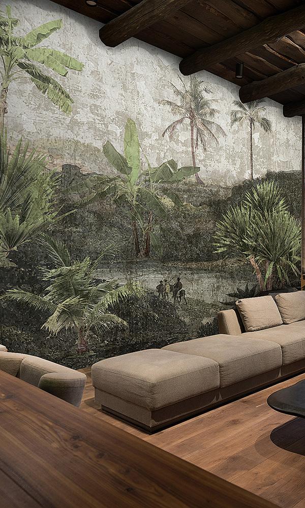 vintage tropical landscape wallpaper
