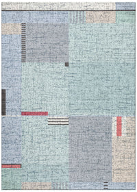 Aqua Frauhaus Geometric Living Room Machine Washable Rug