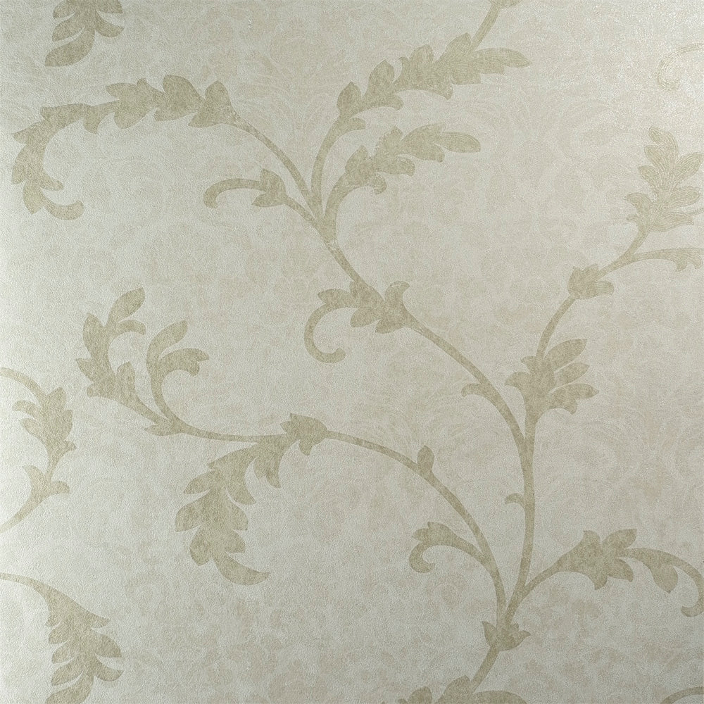 Floral Organic Metallic Cream Wallpaper R3897
