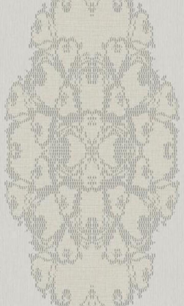 Classic Ornamental Geometric Luxury Silver Pixelated Medallion Wallpaper R3787