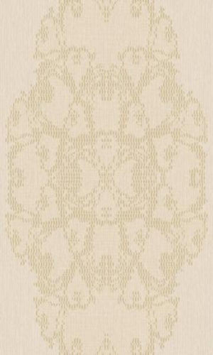Classic Ornamental Geometric Luxury Beige Pixelated Medallion Wallpaper R3788