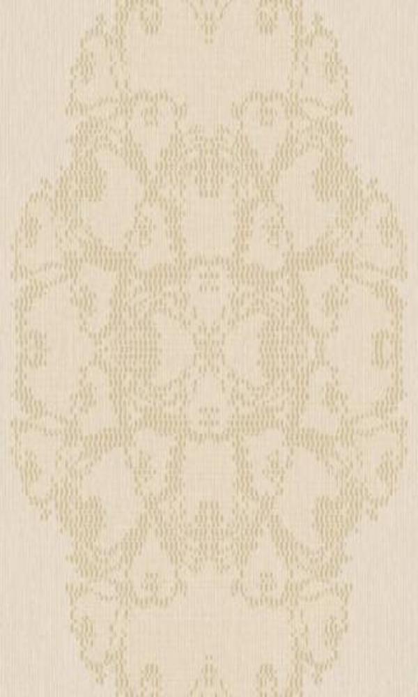 Classic Ornamental Geometric Luxury Beige Pixelated Medallion Wallpaper R3788