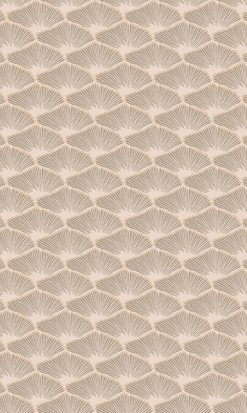 Beige Minimalist Art Deco Fan Geometric Wallpaper R8122