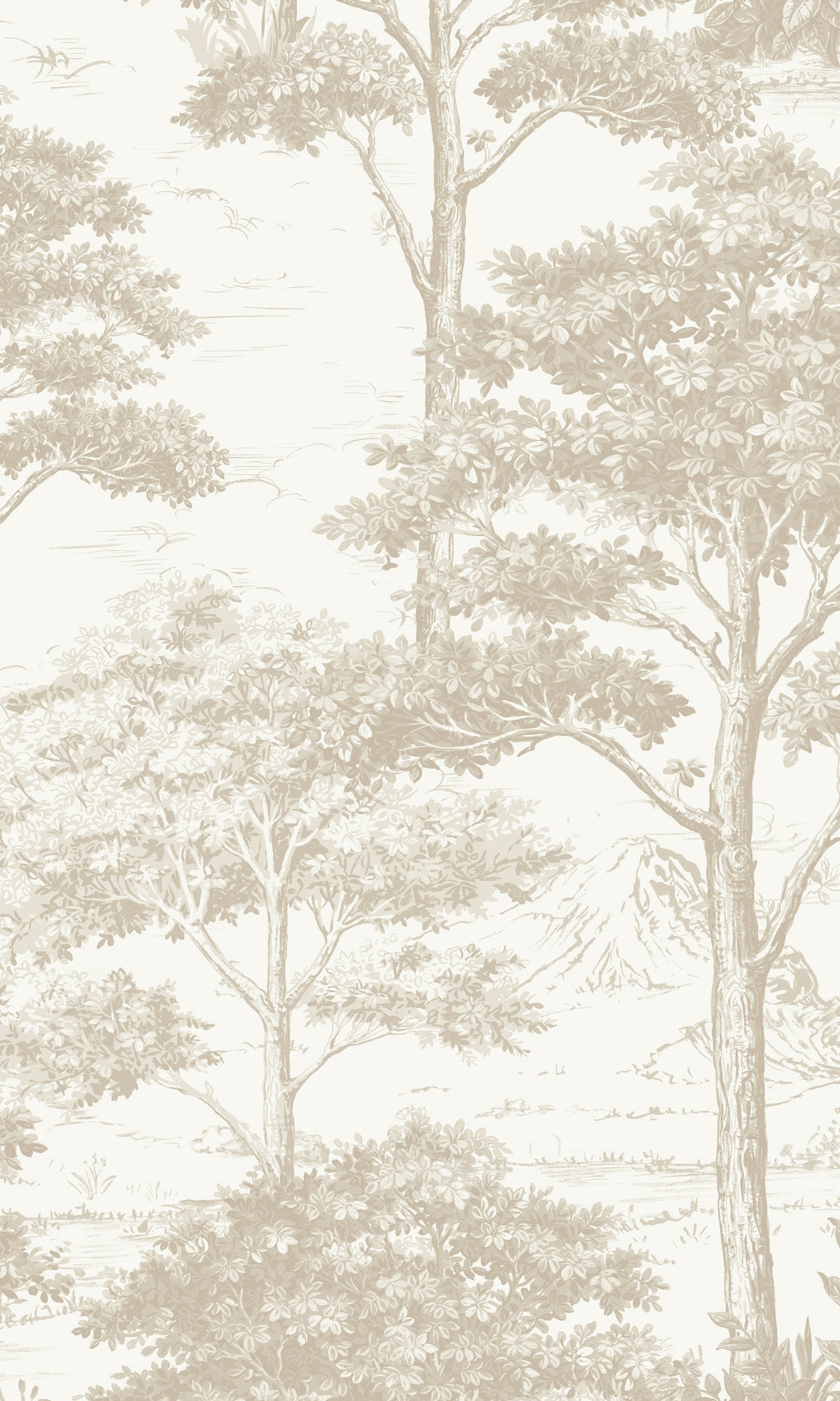 Beige Tropical Foliage Trees Wallpaper R7955