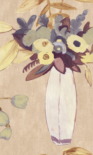 Beige Watercolor Painting Floral Wallpaper R8133