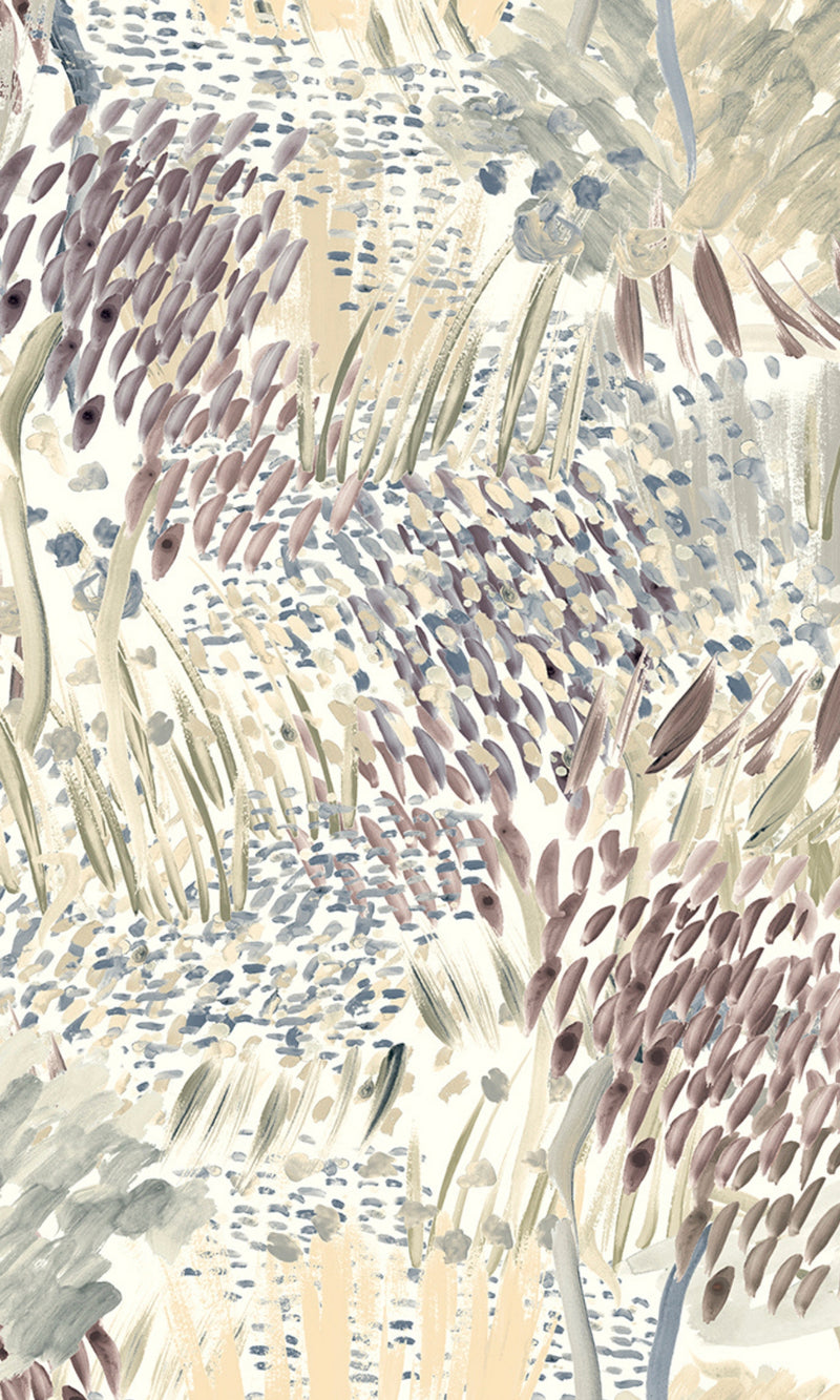 Beige & Brown Hand Painted Abstract Wallpaper R8137