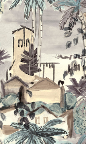 Beige & Brown Watercolor Painting Tropical Wallpaper R8130