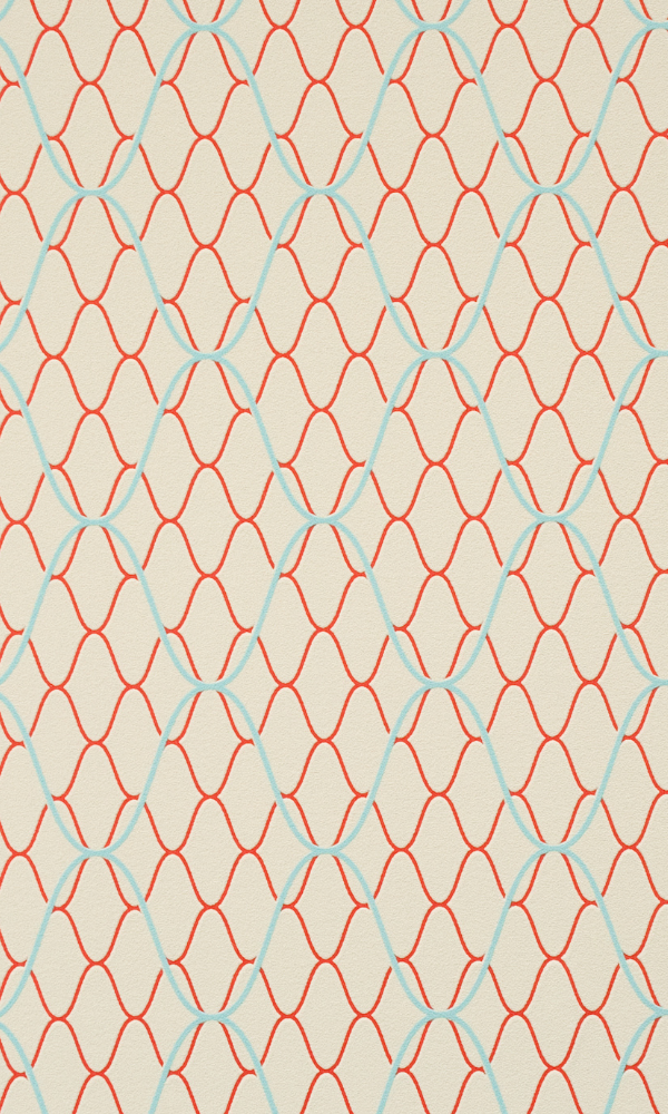 Beige & Orange Netted Geometric Wallpaper R2216