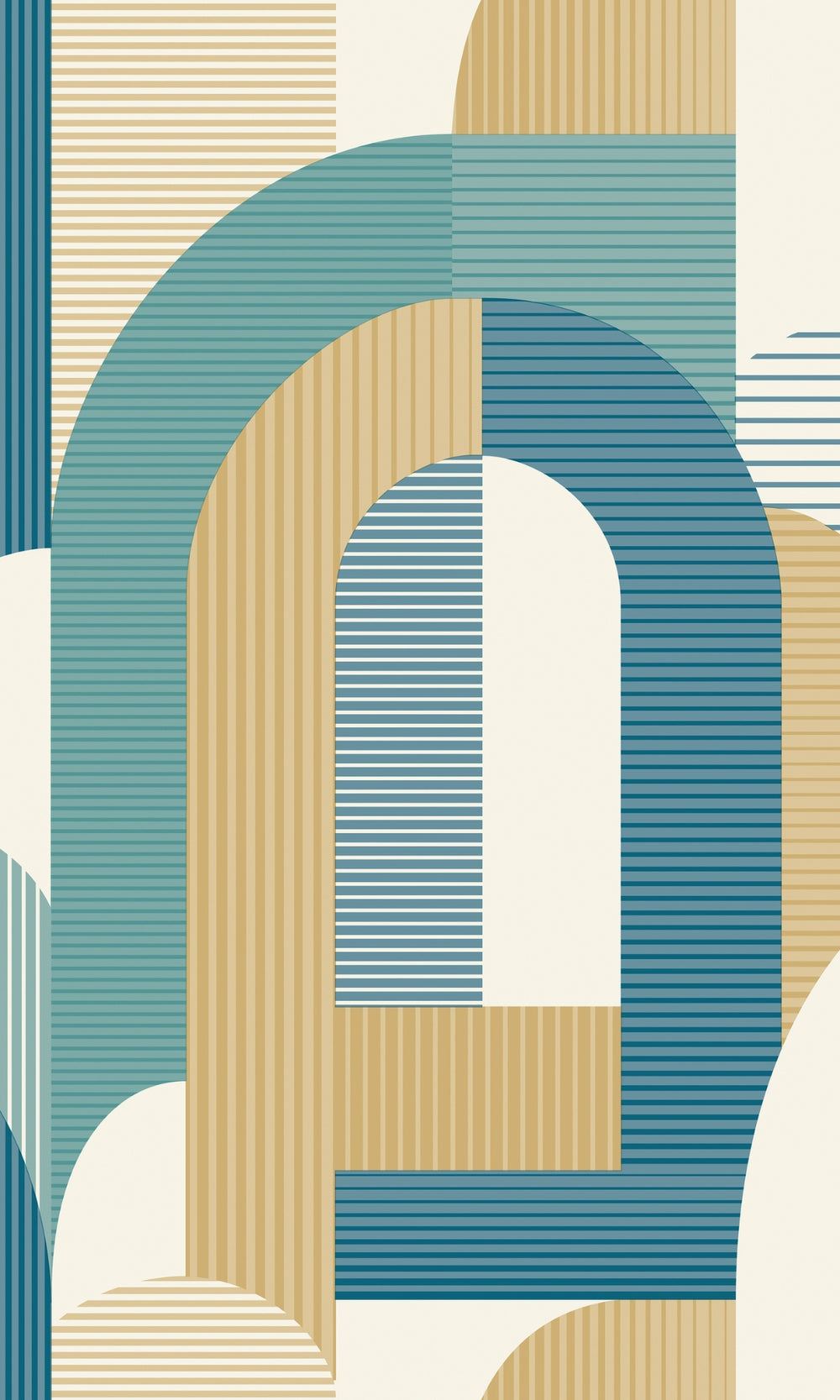 Blue Geometric Arch Wallpaper R7978