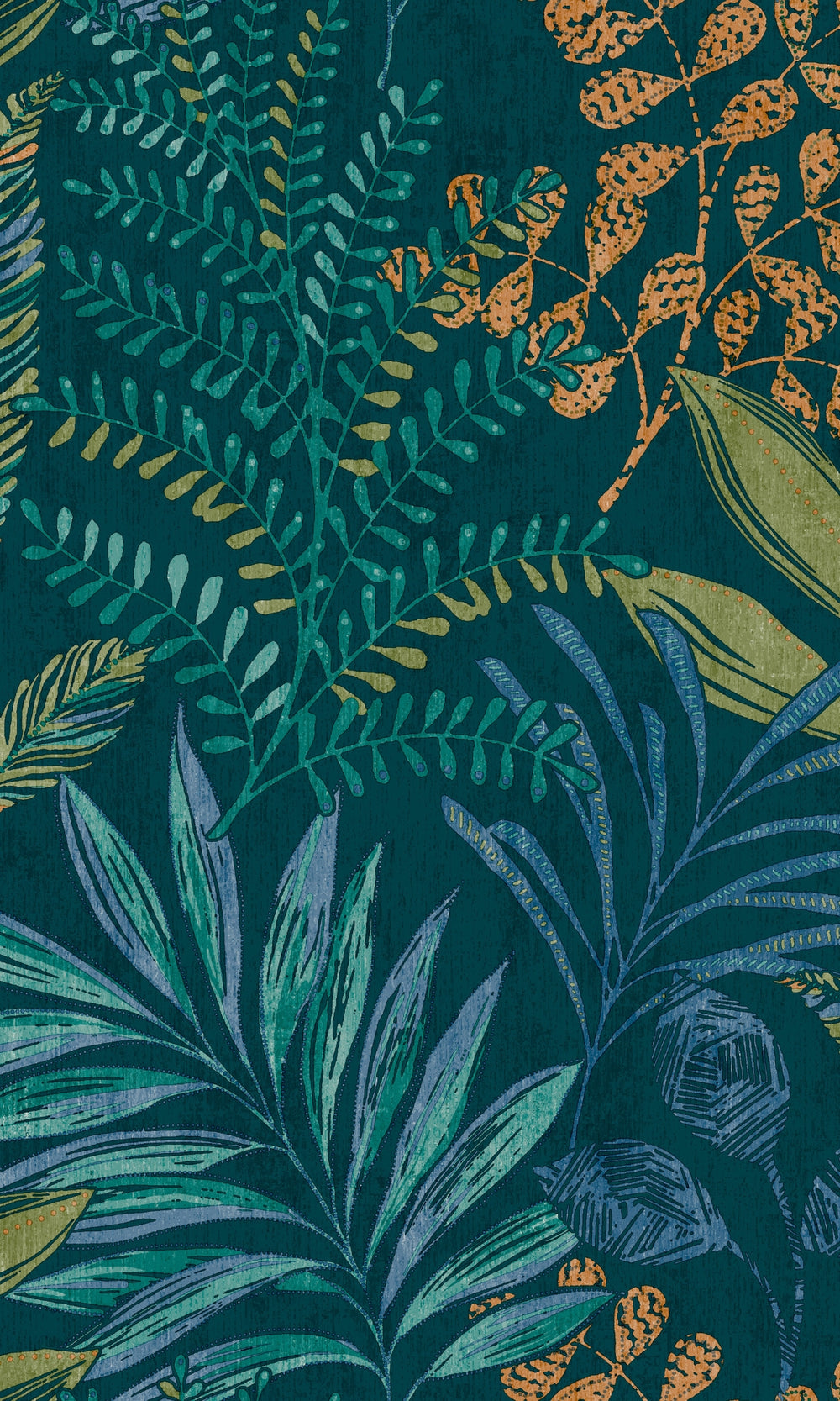 Blue Light Leaf Motif Tropical Wallpaper R7962