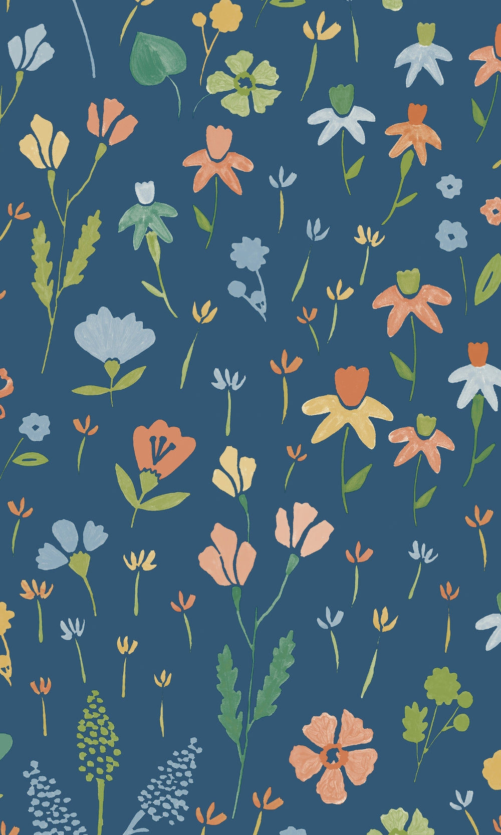 Blue Minimalist Floral Prints Wallpaper R7974