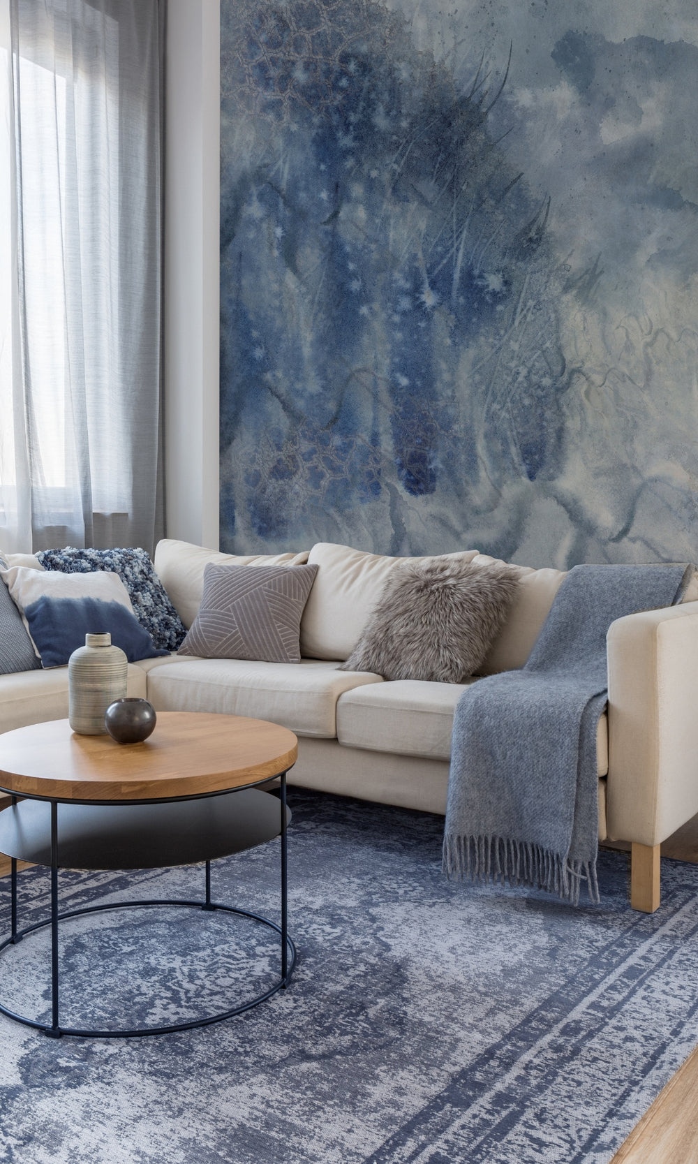 Blue Winter Marble Mural Wallpaper M1127-sample