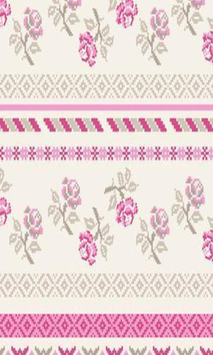 Bright Pink & White Traditional Floral Wallpaper SR1027