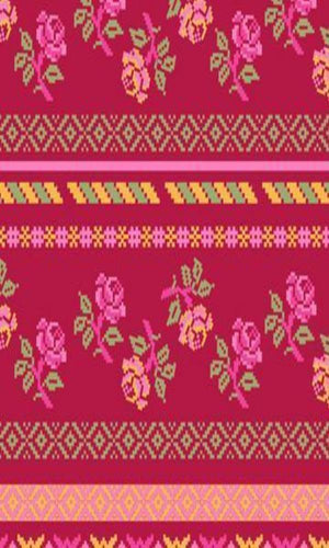 Bright Red & Green Traditional Floral Wallpaper SR1024