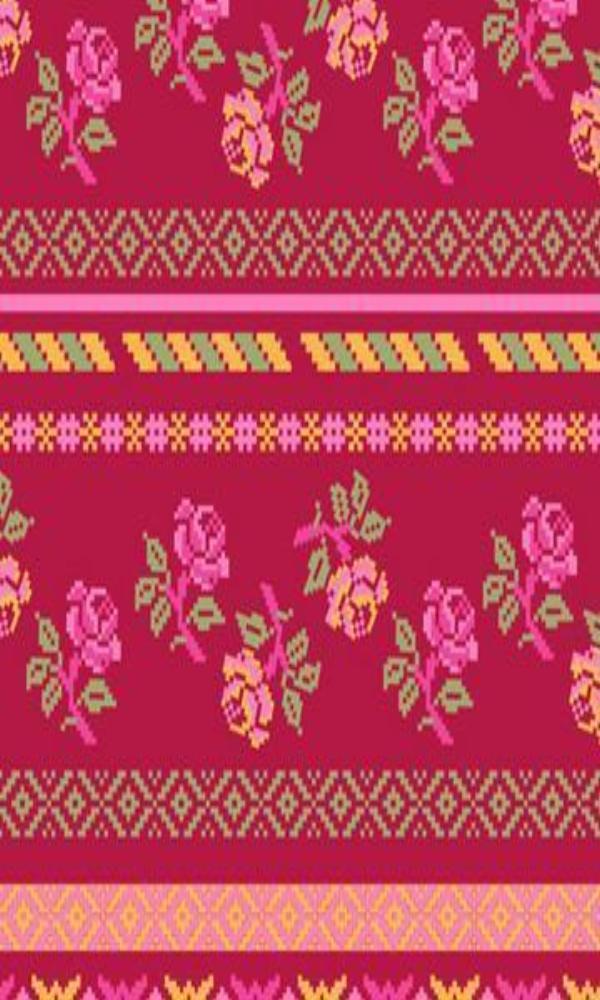Bright Red & Green Traditional Floral Wallpaper SR1024
