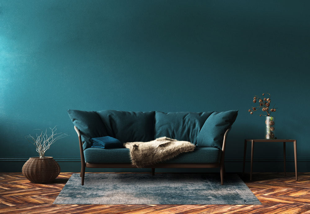 Blue Divide Chaos Concrete Like Stone Machine Washable Rug