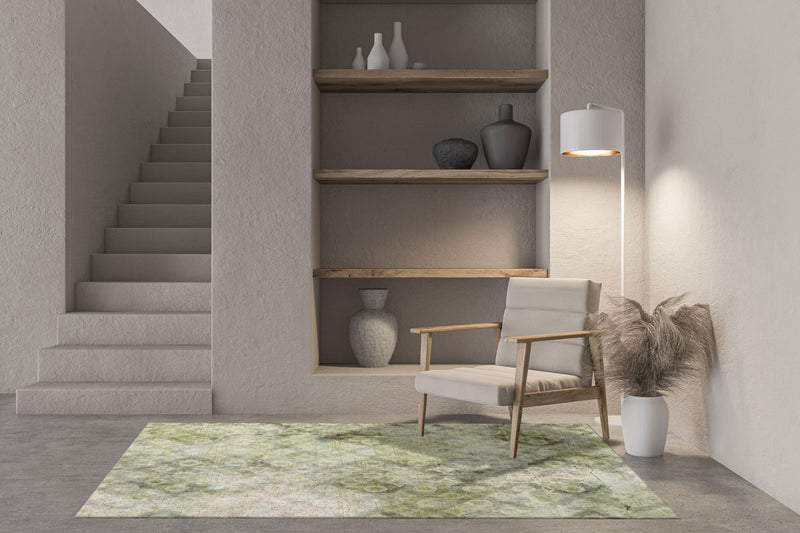 Green Chlorophyll Cells Modern Geometric Machine Washable Rug