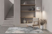 Dark Grey Discal Interference Modern Geometric Machine Washable Rug