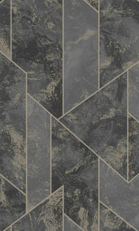 Charcoal Marble Geometric Stripes Wallpaper R7597