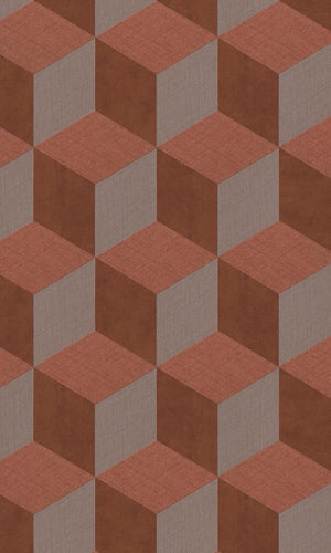Copper Bold 3 Dimensional Cube Wallpaper R7811