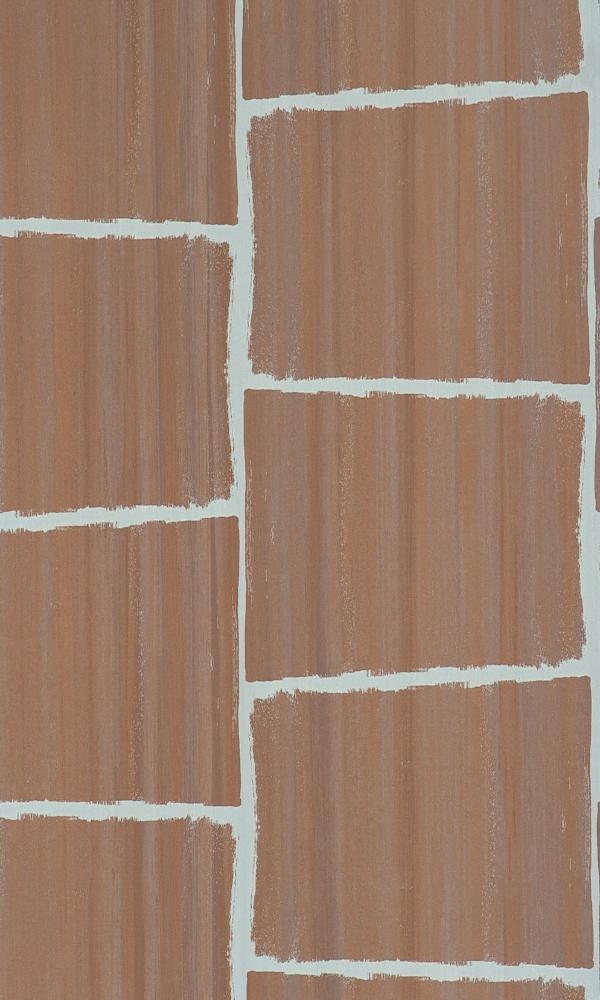Copper Faux Brick Bounded Wallpaper R2386