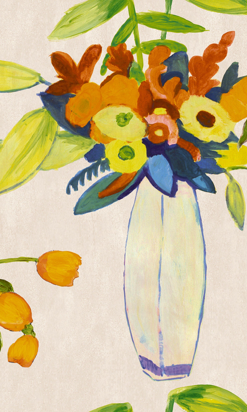 Crème Watercolor Painting Floral Wallpaper R8131