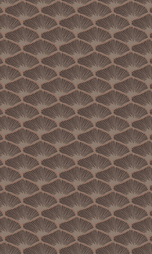 Dark Brown Minimalist Art Deco Fan Geometric Wallpaper R8124