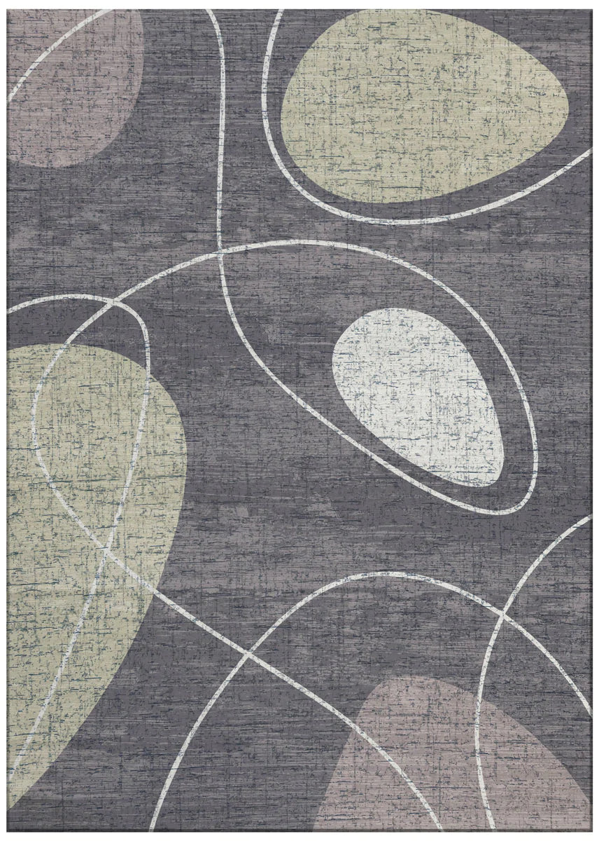 Dark and Mastic My Bubble Abstract & Organic Shapes Design Machine Washable Rug