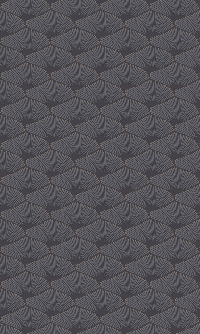 Dark Grey Minimalist Art Deco Fan Geometric Wallpaper R8123