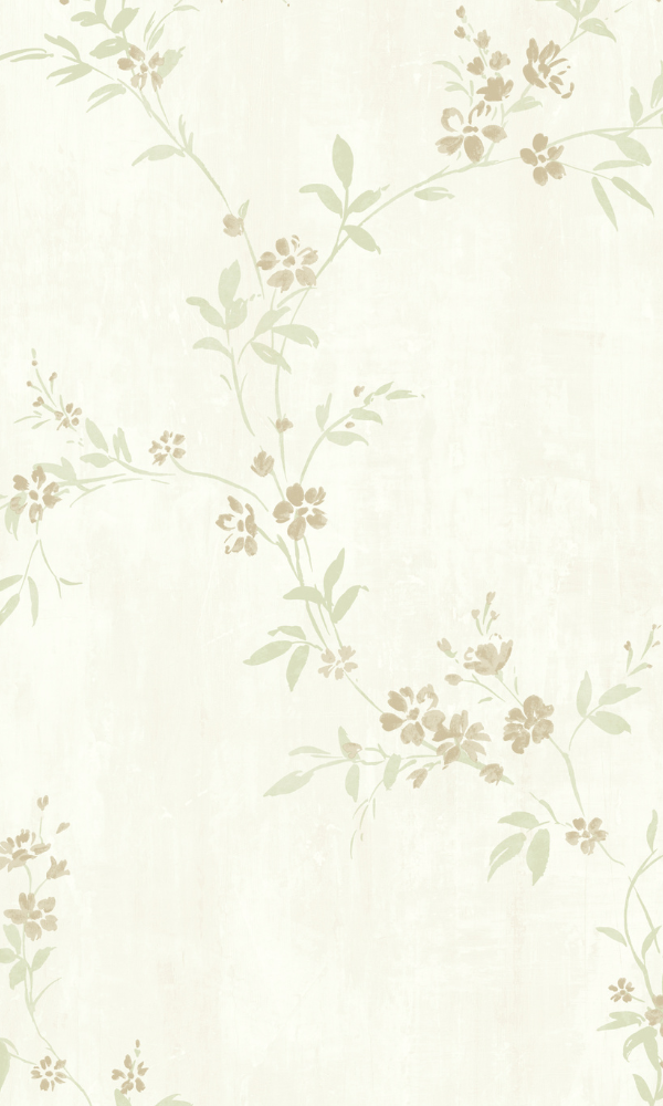 Floral Traditional Classic Metallic Mint Green Modest Wallpaper R3740