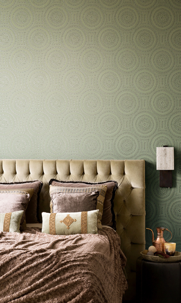 Geometric Tribal Rings Green Wallpaper R4122
