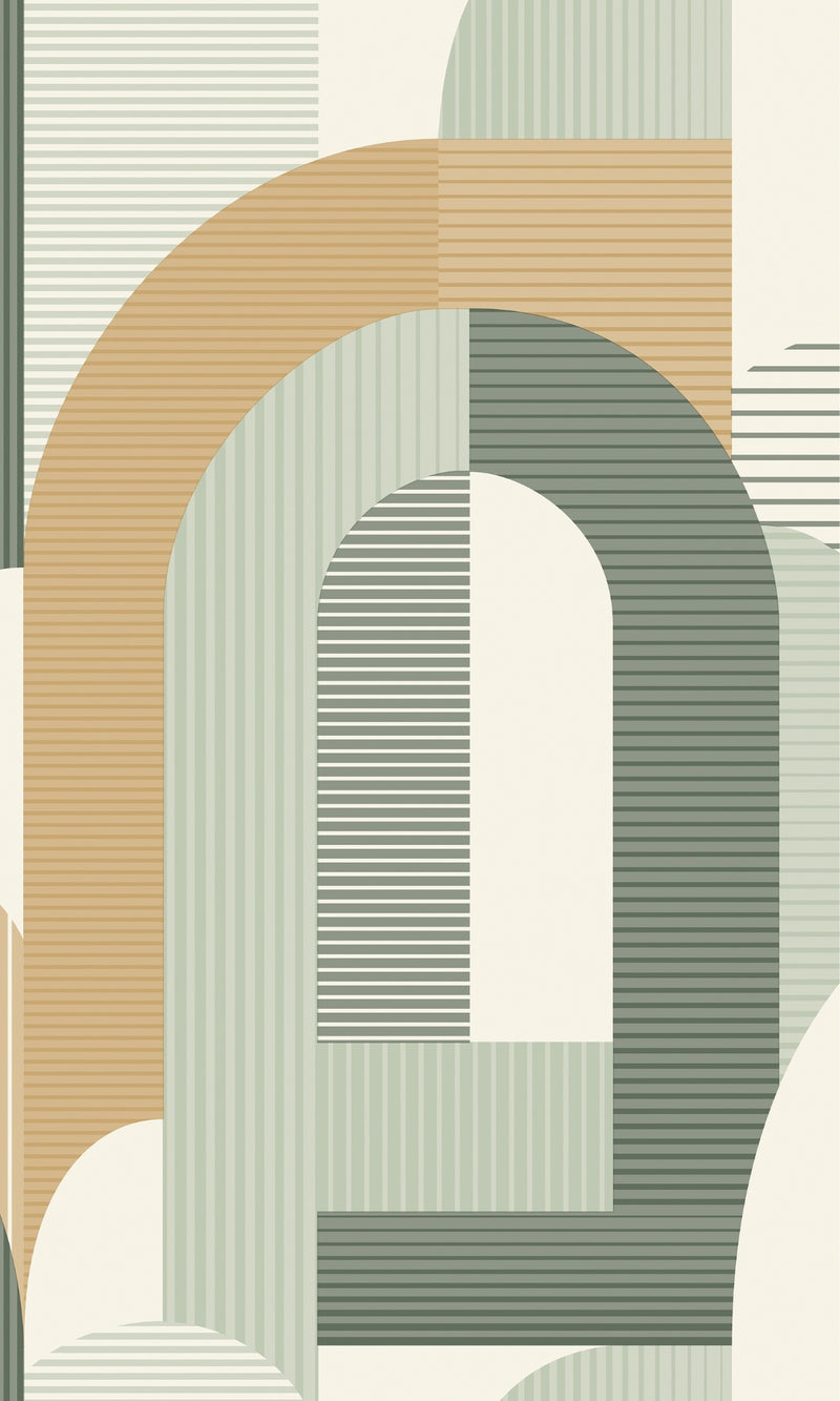 Green Geometric Arch Wallpaper R7977